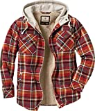Legendary Whitetails Men's Standard Camp Night Berber Lined Hooded Flannel Shirt Jacket, Cardinal Arrowood Plaid, XX-Large