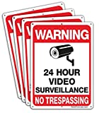 Faittoo 4-Pack Video Surveillance Sign, No Trespassing Metal Reflective Warning Sign, 10 x7 Inches 0.40 Aluminum Indoor or Outdoor Use for Home Business CCTV Security Camera,UV Protected & Waterproof