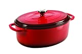 Lodge EC7OD43 Enameled Cast Iron Oval Dutch Oven, 7-Quart, Red