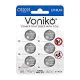 VONIKO 3 Volt CR2025 Battery 6 Pack – CR 2025 Battery – CR 2025 Lithium Coin Batteries – 7 Years Shelf Life