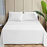 SONORO KATE Bed Sheets Set Sheets Microfiber Super Soft 1800 Thread Count Egyptian Sheets 15-17 Inch Deep Pocket Wrinkle - 6 Piece (White, King)