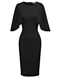 GRACE KARIN Women's Elegant 3/4 Sleeve Wear to Work Casual Pencil Dress XXL Black