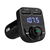 Handsfree Call Car Charger,Wireless Bluetooth FM Transmitter Radio Receiver,Mp3 Audio Music Stereo Adapter,Dual USB Port Charger Compatible for All Smartphones,Samsung Galaxy,LG,HTC,etc.