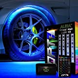 OPT7 Aura Wheel Well RGB LED Kit w/Wireless Remote Lighting Kit, Multicolor Tire Rim Lights for Cars | 3-Into-1 16+ Smart-Color Waterproof Strips SoundSync | 24 Inches 12 Volts