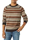 Amazon Brand - Goodthreads Men's Lambswool Crewneck Sweater, Brown Fair Isle, Large