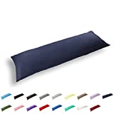 TAOSON 100% Cotton 300 Thread Count Body Pillow Cover Pillowcase Pillow Protector Cushion Cover with Zippers Only Cover No Insert (Navy Blue,21"x54")
