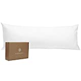 BIOWEAVES 100% Organic Cotton Body Pillow Cover for Body Pillowcases 300 Thread Count Soft Sateen Weave GOTS Certified with Zipped Closure - 21" x 54", White