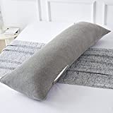AQUENSO Body Pillow Case Cover, Soft Jersey Cotton Body Pillow Pillowcase with Zipper, 20x54 Inch, Light Grey