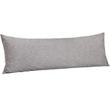 NTBAY Stone Washed Cotton Body Pillow Cover, Reduces Allergies and Respiratory Irritation for Adults Pregnant Body Pillowcase, 20 x 54 Inches, Grey