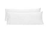 COTTON CRAFT Set of 2 Pillow Protectors- 220 Thread Count-100% Pure Combed Cotton- Sateen Weave- White- Body Pillow 21x54 inch- No Zipper- Pillow Not Included