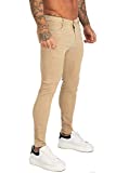GINGTTO Khaki Jeans for Men Skinny Slim Fit Stretch Fashion Casual Cotton Pants(32W x 30L, Khaki)