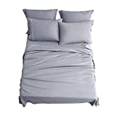 Bedsure Queen Size Sheets Set 6 PC- Deep Pocket Queen Size Sheets Set Soft Brushed Microfiber, Wrinkle and Fade Resistant Queen Bed Sheets, Grey