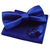Mens Solid Formal Banded Pre-tied Bow Ties Set-Royal Blue
