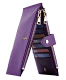 Travelambo Womens Walllet RFID Blocking Bifold Multi Card Case Wallet with Zipper Pocket Crosshatch (Purple Deep)