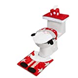 Sattiyrch Christmas Gnome Theme Toilet Seat Cover, Rugs, Tank Cover, Toilet Paper Box Cover for Xmas Indoor Décor,4 Pieces Xmas Bathroom Decoration Set