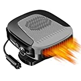 12V 150W Portable Car Heater Auto Fan with Air Purification 2 in 1 Fast Heating & Cooling Function 3-Outlet, Plug in Cigarette Car Defroster(Grey)