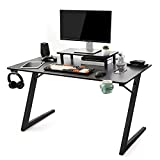 TOPSKY Gaming Computer Desk Home Office Gaming Table with Cup Holder Headphone Hook Z Shaped Leg(47.2”, All Black)