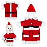 Pedgot Pet Christmas Santa Claus Suit Costume Dog Cat Xmas Hat Clothes Puppy Jumpsuit Winter Apparel with Christmas Hat for Christmas New Year Holiday, Medium