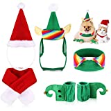 6 Pieces Cat Christmas Clothes Christmas Cat Costume Dog Xmas Clothes Set Dog Cat Santa Hat with Scarf Christmas Costume Green Elf Outfit for Puppy Kitten Small Cats Dogs Pets