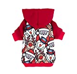 Fitwarm Dog Christmas Outfit Holiday Dog Hoodie Lightweight Velvet Breathable Puppy Clothes Pet Sweatshirt Doggie Hooded Outfits Cat Apparel Red Large