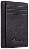 Travelambo Front Pocket Minimalist Leather Slim Wallet RFID Blocking Medium Size(OD Black)