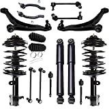 Detroit Axle - 16PC Front Strut & Coil Spring, Rear Absorber Shocks, Front Lower Control Arms w/Ball Joints, Sway Bars, Inner Outer Tie Rods and Rack Boots for 2006-2008 Honda Pilot
