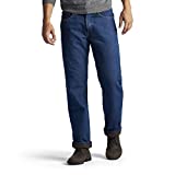 Lee Men's Fleece and Flannel Lined Relaxed-Fit Straight-Leg Jeans, Dark Wash-Fleece Lined, 40W x 30L
