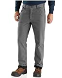 Carhartt Men's Rugged Flex Relaxed Fit Canvas Flannel-Lined Utility Work Pant, Gravel, 34W X 30L