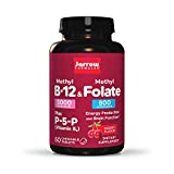 Jarrow Formulas Methyl B-12 & Methyl Folate - 60 Chewable Tablets, Cherry - Bioactive Vitamin B12 & B9 - Supports Energy Production, Brain Function & Metabolism - Gluten Free - 60 Servings