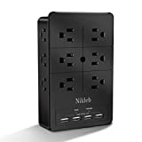 Surge Protector 12 Outlets, Multiple Plug Outlet Extender Nikleb, Plug Extender with 4 USB Ports Shared 4.8A, Wall Outlet Covers with Phone Holder, Charger Hub Brick Low Profile, USB Plug Space Saved