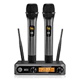 TONOR Wireless Microphone,Metal Dual Professional UHF Cordless Dynamic Mic Handheld Microphone System for Home Karaoke, Meeting, Party, Church, DJ, Wedding, Home KTV Set, 200ft(TW-820)