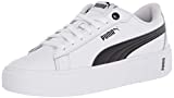 PUMA womens Smash Sneaker, White/Black, 8.5 US