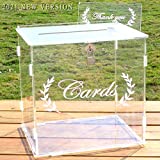 OurWarm Wedding Card Box for Wedding Reception, Clear Card Boxes with Lock, Gift Card Box Money Box Holder for Reception Anniversary Shower Rustic Wedding Decorations Birthday Graduation