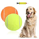 Dog Toy Balls - Giant 9.5" Tennis Balls for Dogs, 2 Packs Extra Large Inflatable Dog Tennis Ball, Interactive Puzzle Toy for Small Medium Large Dogs Indoor Outdoor Training Playing