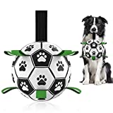 Dog Toys Soccer Ball with Grab Tabs, Interactive Dog Toys for Tug of War, Puppy Birthday Gifts, Dog Tug Toy, Dog Water Toy, Durable Dog Balls for Small & Medium Dogs（6 Inch）