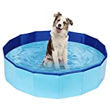 JLD PVC Pet Swimming Pool Portable Bathtub Collapsible Water Pond Pool Foldable Dogs Bathing Tub Garden Pool Cat Puppy Shower Spa Kiddie Pool for Kiddies Pets to Swim and Bath (31.4inch x 7.8inch)