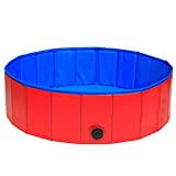 SlowTon Foldable Dog Swimming Pool, Collapsible PVC Pet Outdoor Bathing Tub Non Inflatable Anti-Slip Bathtub Portable Summer Pond Pool for Dog Puppy Cats and Kids (40” X 12”)