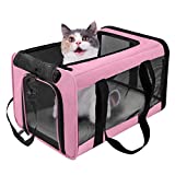 Viefin Pet Carrier for Small Medium Cats Dogs,Airline Approved Small Dogs Carrier Collapsible Medium Cat Carriers Soft-Sided, Portable Pet Travel Carrier for 13 lbs Cats Dogs Puppies Kitten（Pink）