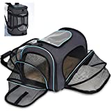 BOTUSS Pet Cat Carrier, Expandable Soft-Sided Carriers Foldable Cat Backpack with Removable Fleece Pad, Airline Approved Dog Cat Carrier, for Cats Puppy Small Animals (11''x18''x11'')