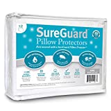 Set of 2 King Size SureGuard Pillow Protectors - 100% Waterproof, Bed Bug Proof, Hypoallergenic - Premium Zippered Cotton Terry Covers