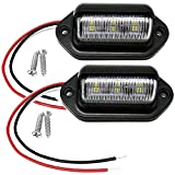 2PCS Xenon White LED License Plate Light, 12V-24V DC Waterproof 6-SMD License Plate Lamp Taillight, For Truck SUV Trailer Van RV Boats as Step Courtesy Light, Dome/Cargo Lights or Under Hood Light