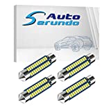 Serundo Auto 578 Led Bulb 211-2 Led Festoon Bulb 41mm 42mm 1.65in Led Festoon Bulb for Car Map Light Dome Light, 6000k White Super Bright Interior Led Festoon Bulb,Pack of 4pcs