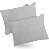 Toddler Pillowcase Protector 2 Pack, Waterproof Pillowcase Cover, Smooth Bamboo Terry, Machine Washable, Fit Toddler Pillow Sized 13"x18" or 14"x19" with Zipper for Boys Girls,Gray