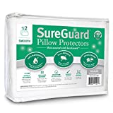 Set of 2 Travel Size SureGuard Pillow Protectors - 100% Waterproof, Bed Bug Proof, Hypoallergenic - Premium Zippered Cotton Covers - Smooth