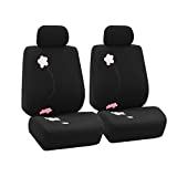 FH Group Car Seat Covers Front Set Black Cloth - Seat Covers for Low Back Car Seats with Removable Headrest, Universal Fit, Automotive Seat Cover, Airbag Compatible Car Seat Cover for SUV, Sedan, Van