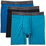 Hanes Men's 3-Pack Comfort Flex Fit Ultra Soft Stretch Boxer Brief, Available Long, Regular Leg Assorted, Medium