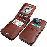 KIHUWEY Compatible with iPhone 13 Pro Max Case Wallet with Credit Card Holder, Premium Leather Magnetic Clasp Kickstand Heavy Duty Protective Cover for iPhone 13 Pro Max 6.7 Inch(Brown)