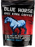 Farm-fresh: 100% Kona Coffee | Medium Roast | Whole Beans | 1 Lb or 16 oz Bag | Blue Horse 100% Kona Coffee in Hawaii