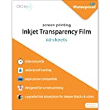 Octago Waterproof Inkjet Transparency Film for Screen Printing (60 Pack) Transparency Paper for Inkjet Printers - Print Color Transparent Paper Designed For Silk Screen Printing (8.5x11 Inches)