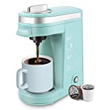 CHULUX Single Serve 12 Ounce Coffee Brewer,One Button Operation with Auto Shut-Off for Coffee or Tea,Cyan